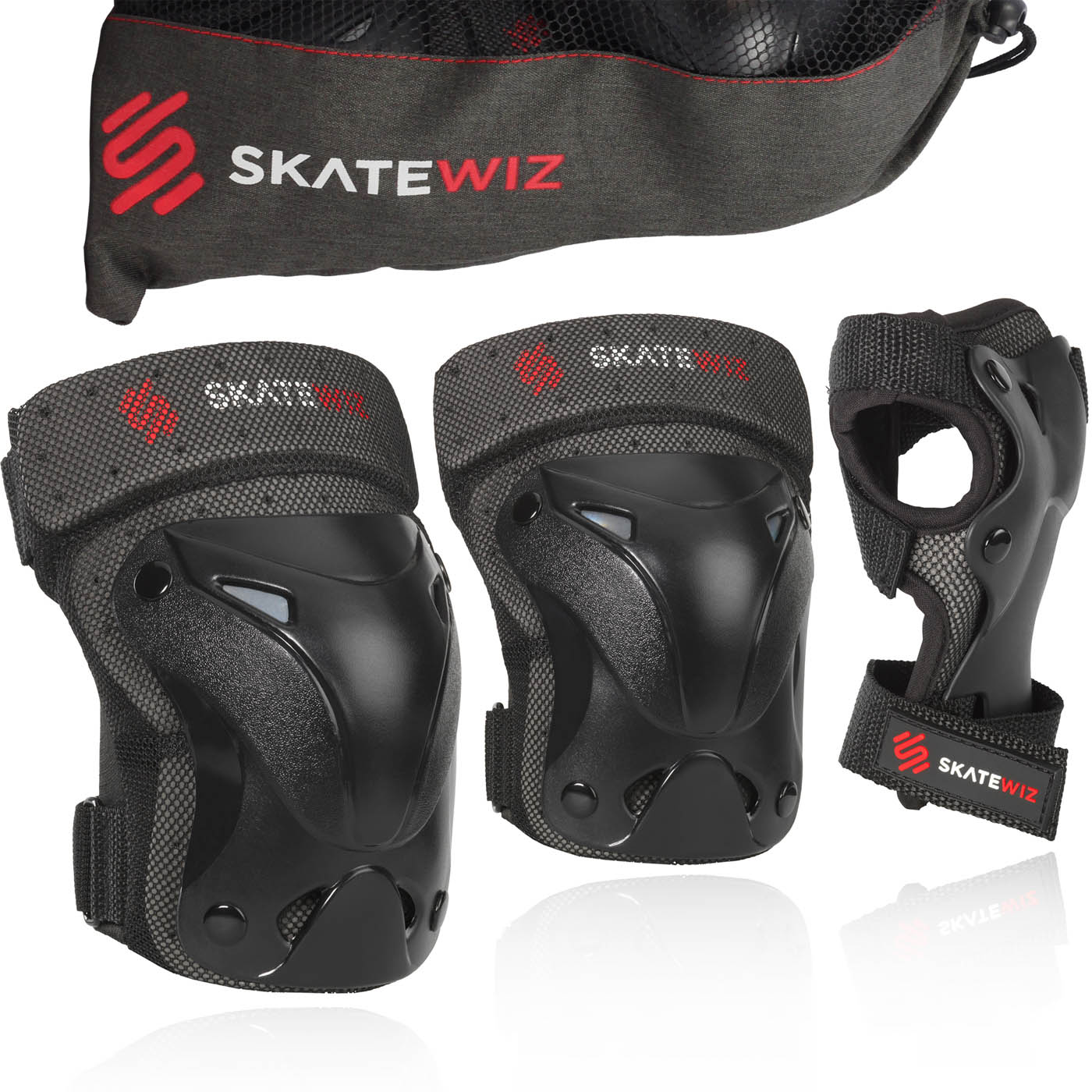 - Inline Skating Protective Gear Set with Carry Bag 6pcs Elbow Pads Wrist Guards Rollerblade for Kids SKATEWIZ Elbow and Knee Pads Adult Protect-1